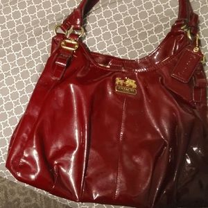 Red patent leather Coach Soho bag